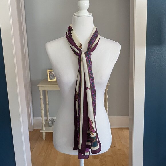 Vintage Celtic Renaissance Silk Scarf Knotwork Dragon Rectangle - Picture 3 of 7